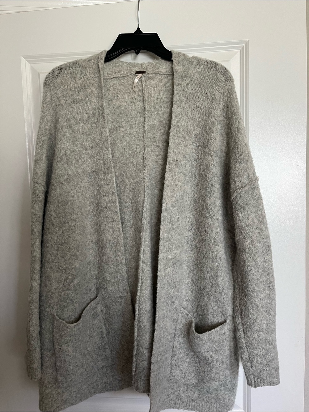 Free People Open-Front Cardigan in Light Gray